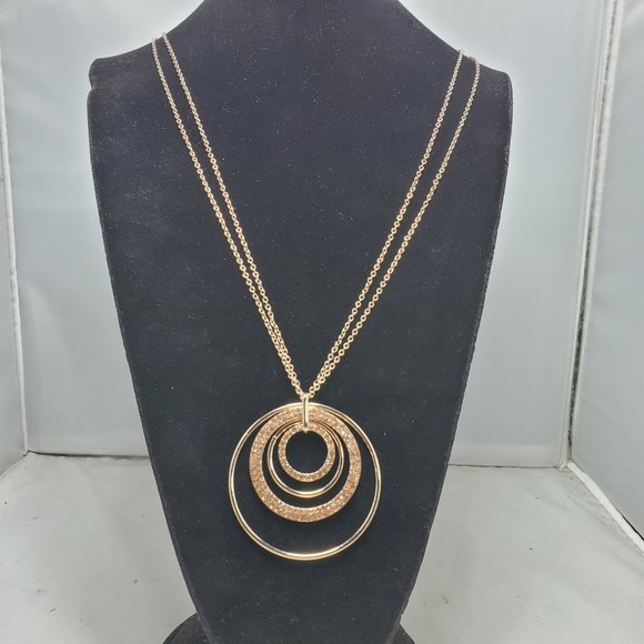 Bay Studio Glitter Pendant Earring & Necklace Set One Size Rose Gold Tone - Picture 6 of 8